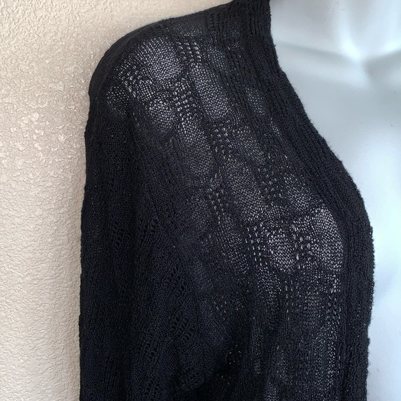 SANDRO FERRONE black linen blend knit cardigan sweater, hip length. Medium EUC - Picture 5 of 17